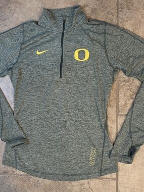 Oregon Ducks Nike Ladies Heathered Green 1/4 Zip Pullover Sz Small